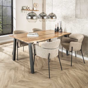 Fauteuil de table beige sable en bouclette dossier haut (lot de 2) GALWAY